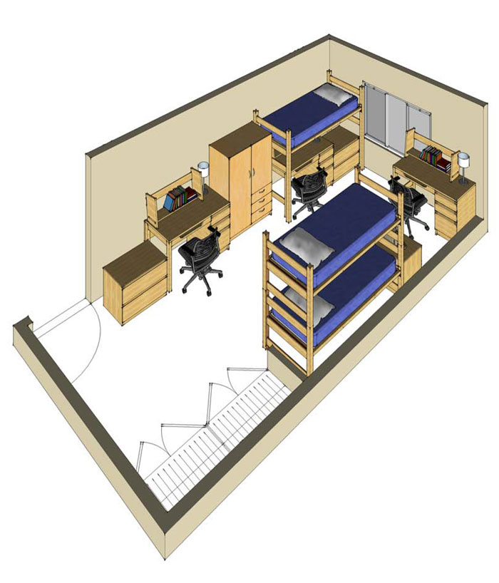 Live Oak Hall, Triple Occupancy